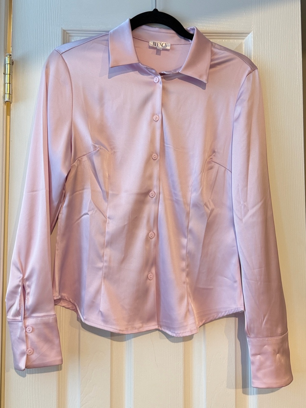 Silky Lavender Button-Front Blouse -